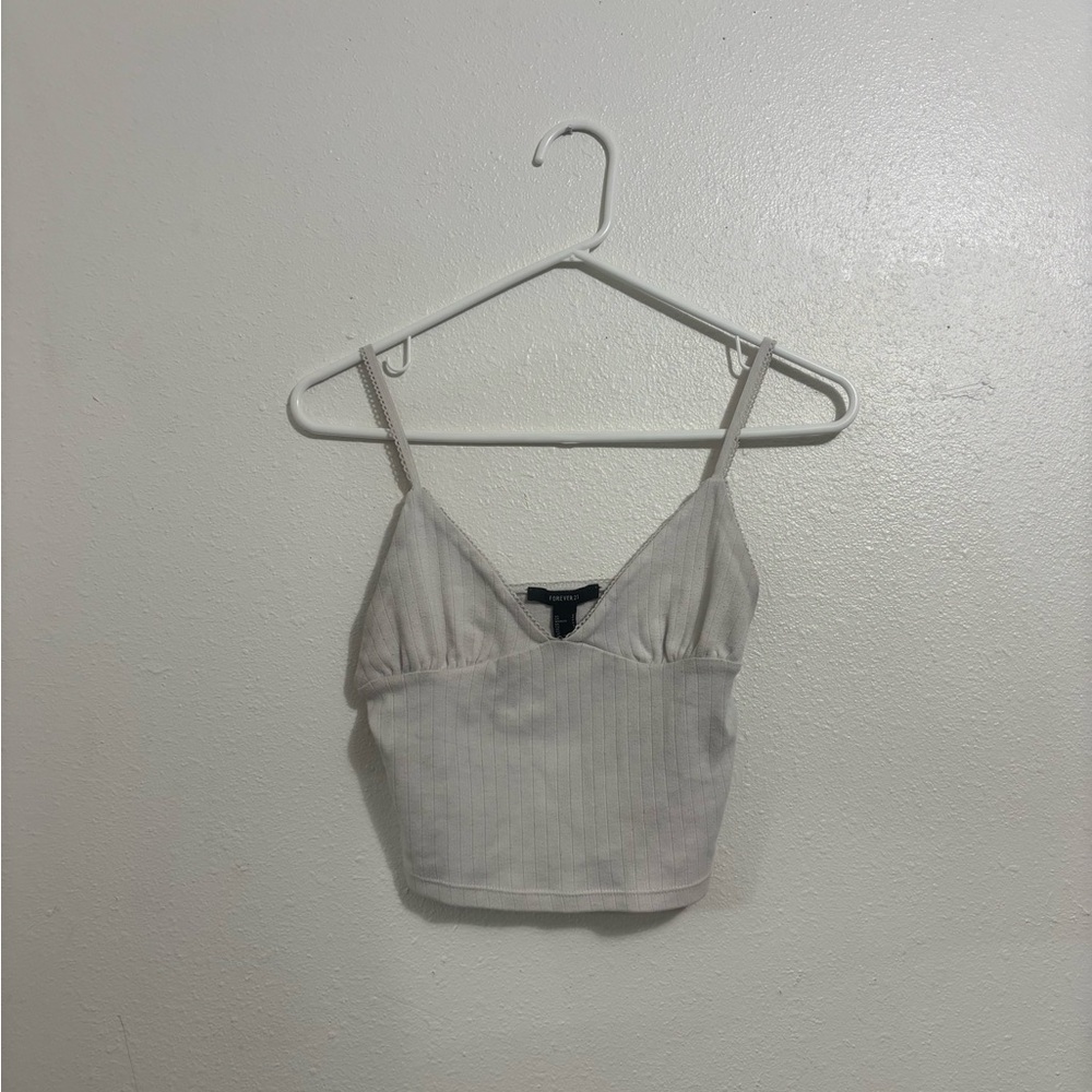 White Ribbed Women's Top